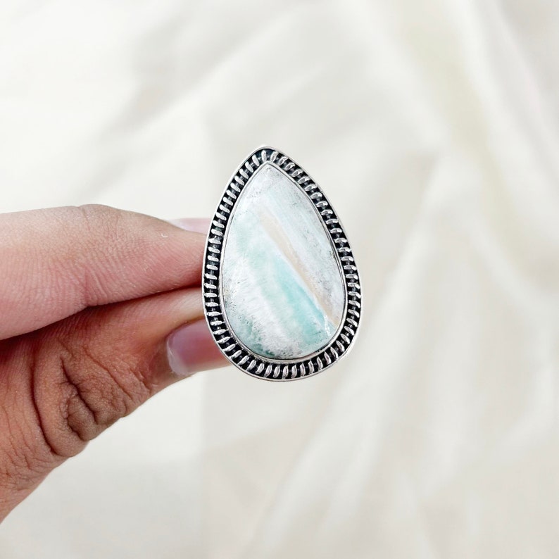 Natural Amazonite Ring By Harshita Jewellery