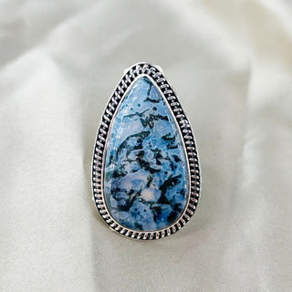 Natural Moss Agate Ring By Harshita Jewellery