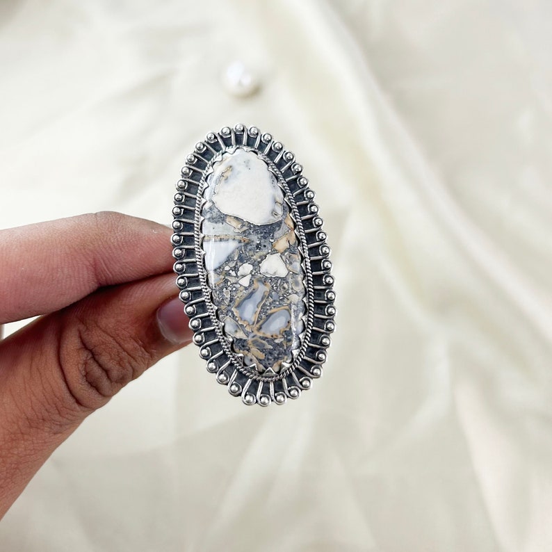 Natural Dendrite Opal Ring By Harshita Jewellery