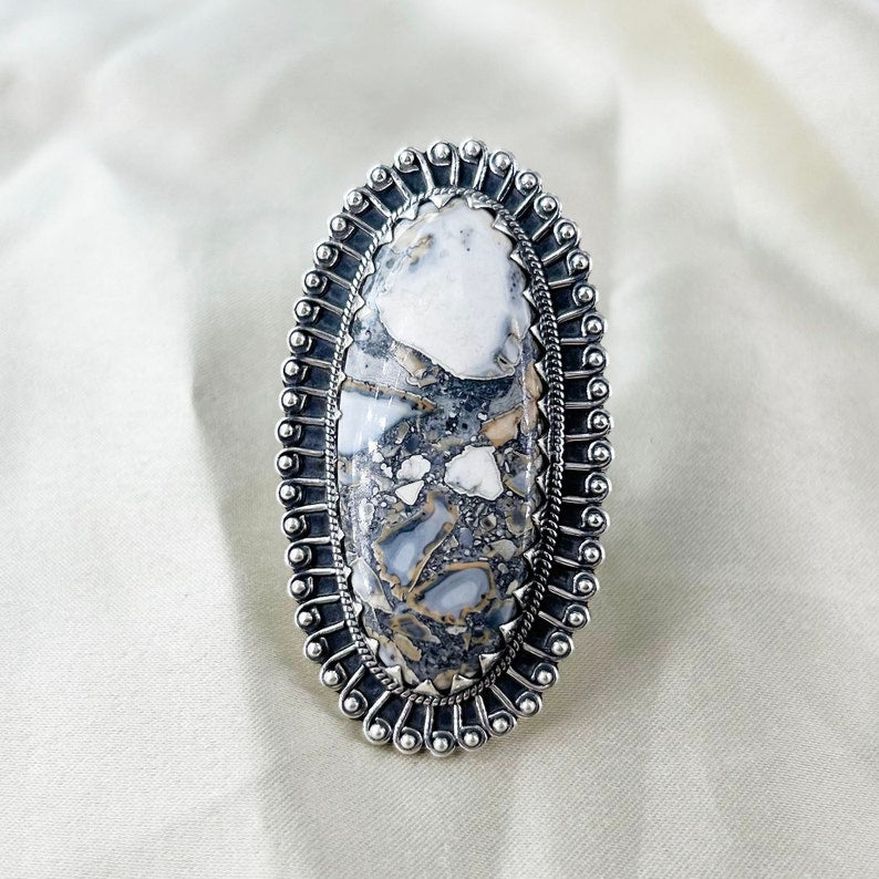 Natural Dendrite Opal Ring By Harshita Jewellery