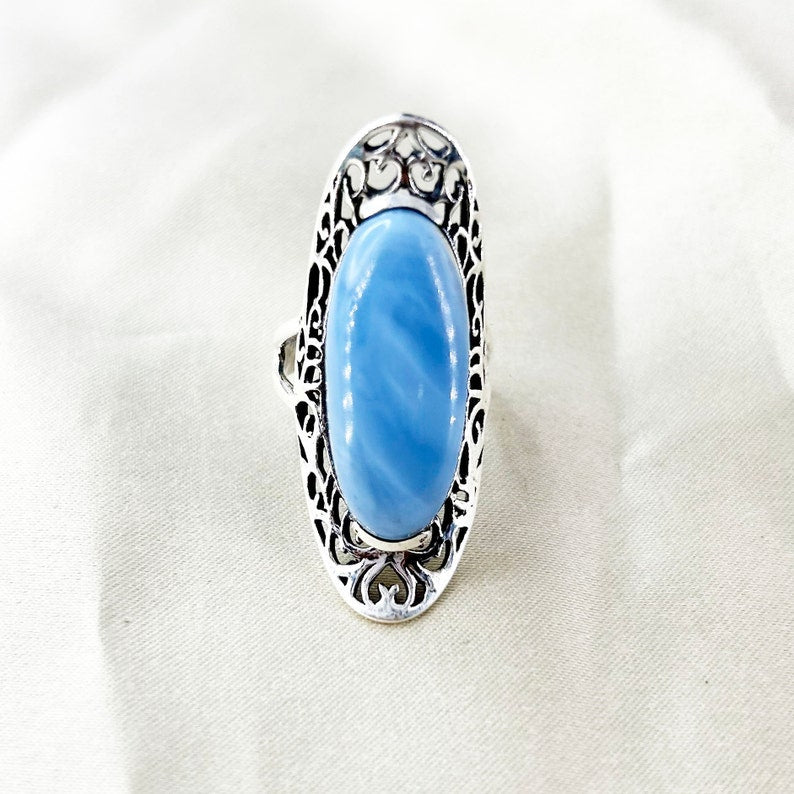 Natural Blue Opal Ring By Harshita Jewellery