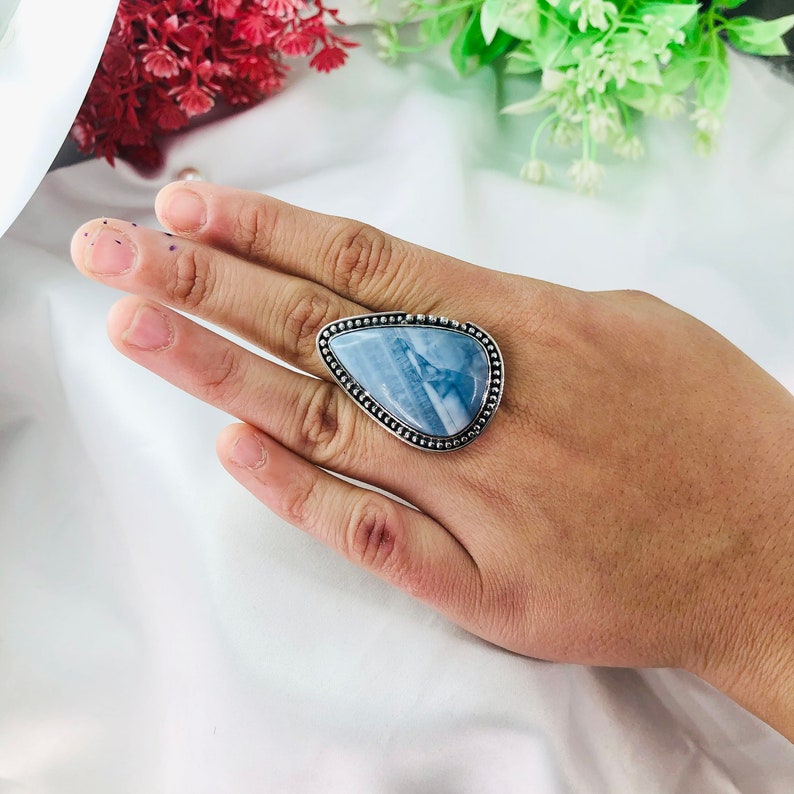 Natural Blue Opal Ring By Harshita Jewellery