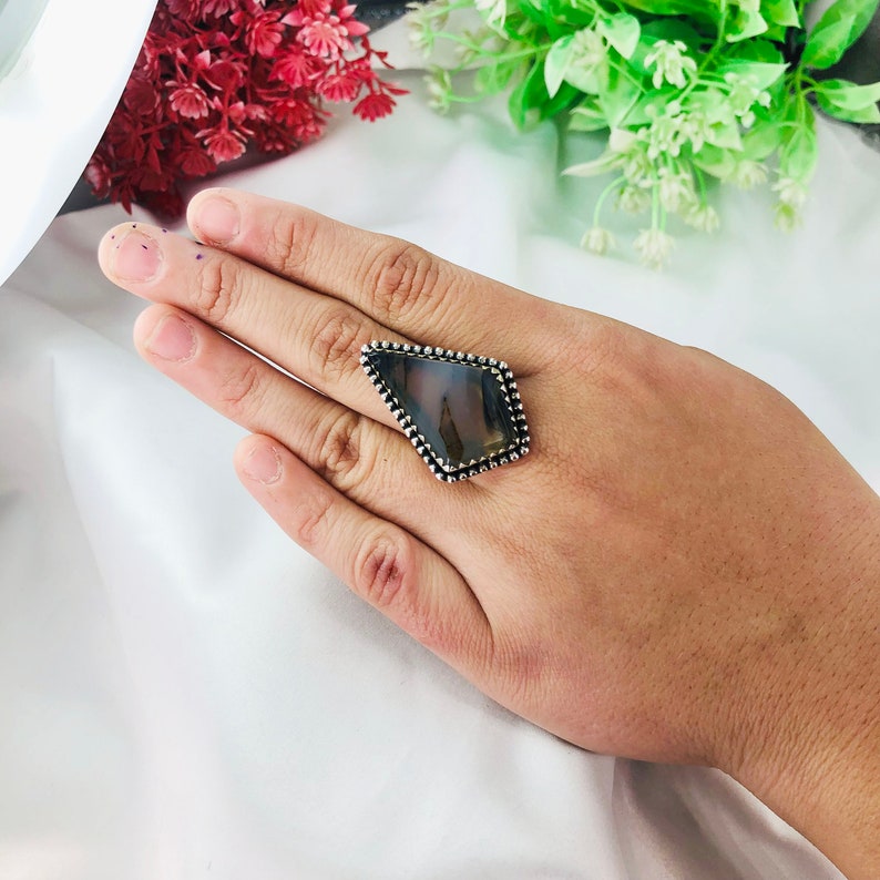 Natural Montana Agate Ring By Harshita Jewellery