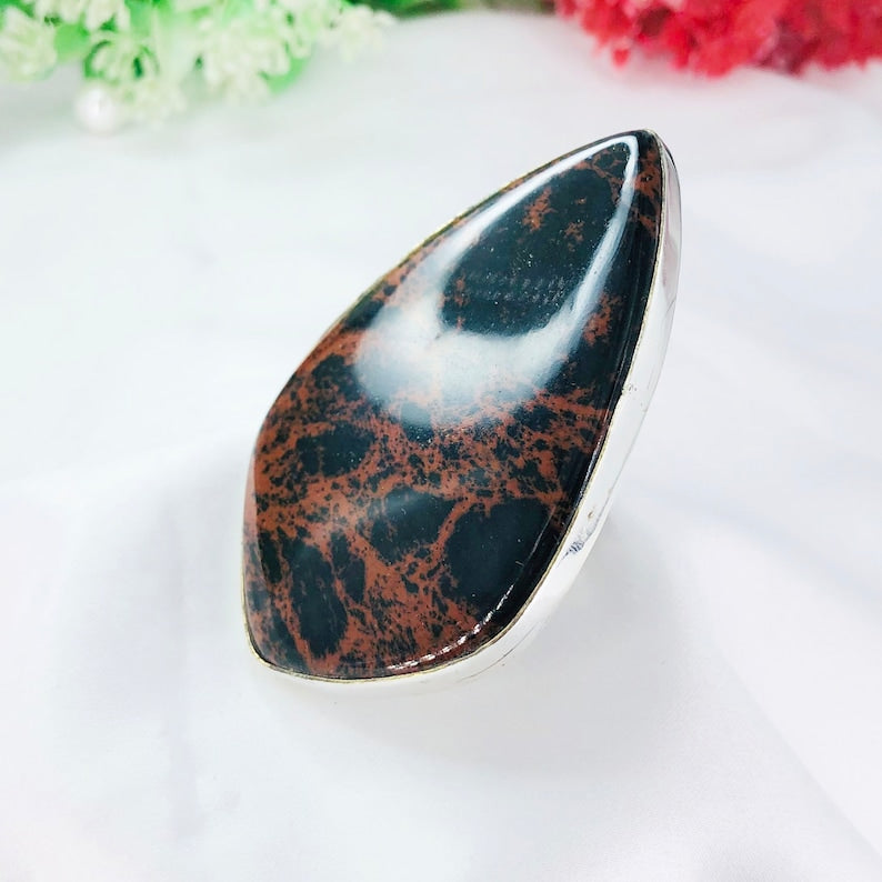 Natural Mahogany Jasper Ring By Harshita Jewellery