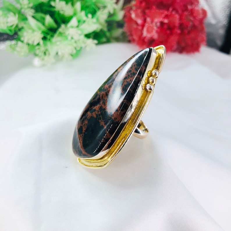 Natural Mahogany Jasper Ring By Harshita Jewellery