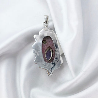 Natural Rhodonite, Peridot & Amethyst Pendant By Harshita Jewellery