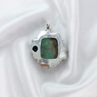 Natural Chrysoprase, Blue Topaz & Raw Amethyst Pendant By Harshita Jewellery