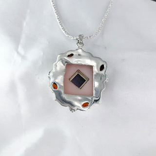 Natural Pink Opal, Amethyst & Carnelian Pendant By Harshita Jewellery