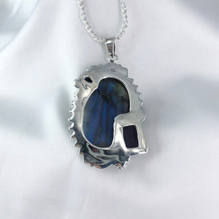 Natural Labradorite And Rough Amethyst Pendant By Harshita Jewellery