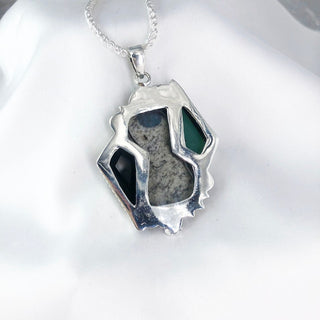 Natural K2 jasper, Green Onyx & Black Onyx Pendant By Harshita Jewellery