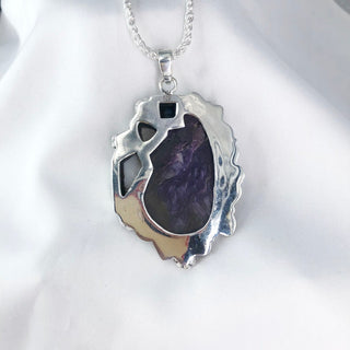 Natural Charoite, Apatite, Rose Quartz& White Opal Pendant By Harshita Jewellery