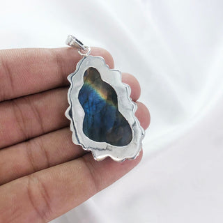 Natural Labradorite & Garnet Pendant By Harshita Jewellery