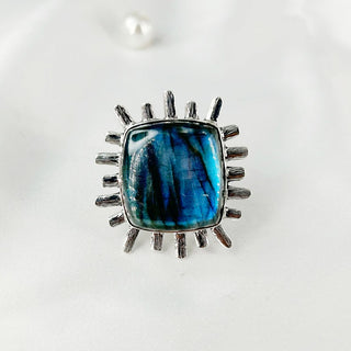 Natural Labradorite Ring By Harshita Jewellery