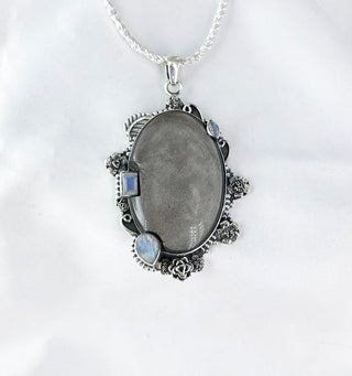 Silver Sheen Obsidian Pendant By Harshita Jewellery