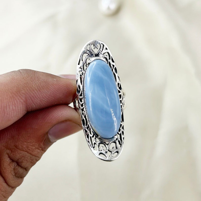 Natural Blue Opal Ring By Harshita Jewellery