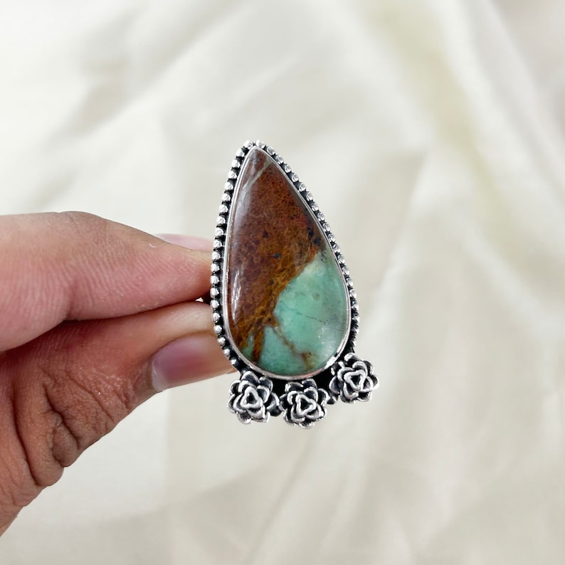 Natural Chrysoprase Gemstone Ring By Harshita Jewellery