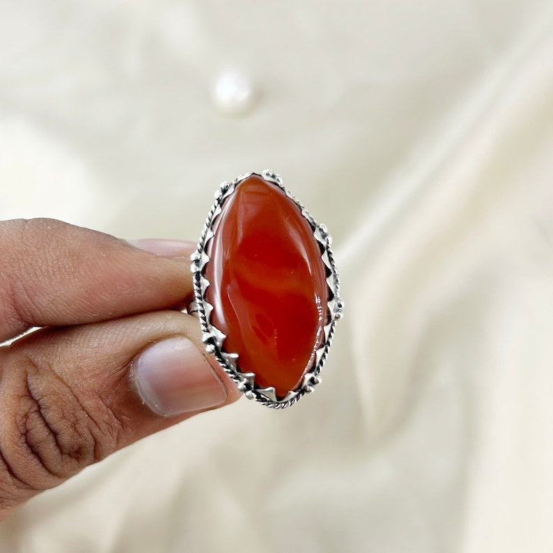 Natural Carnelian Ring By Harshita Jewellery