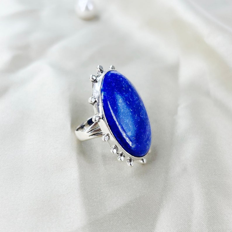 Natural Lapis Lazuli Gemstone Ring By Harshita Jewellery