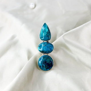 Natural Shattuckite Gemstone Ring By Harshita Jewellery