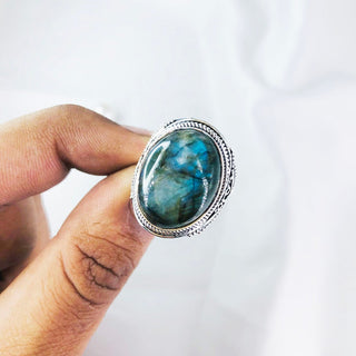 Natural Labradorite Ring By Harshita Jewellery