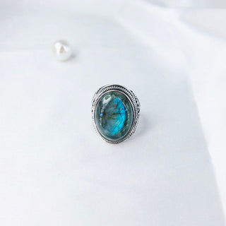 Natural Labradorite Ring By Harshita Jewellery