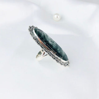Natural Seraphinite Ring By Harshita Jewellery