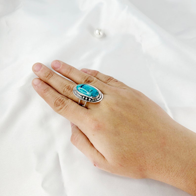Natural Shattuckite Gemstone Ring By Harshita Jewellery