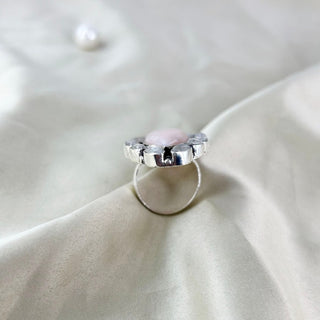 Natural Pink Opal & Moonstone Ring By Harshita Jewellery