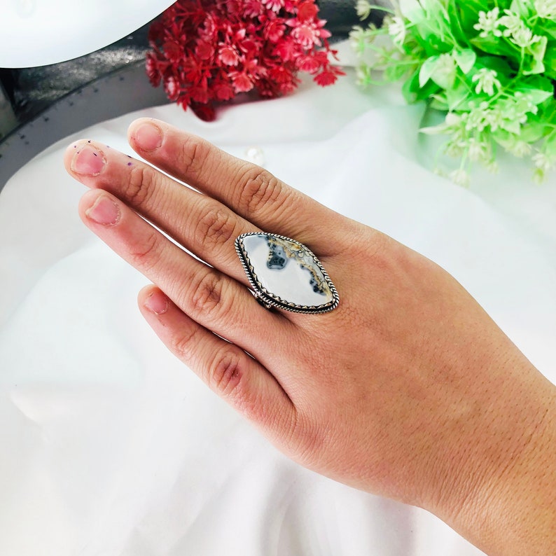 Natural Dendrite Agate Ring By Harshita Jewellery