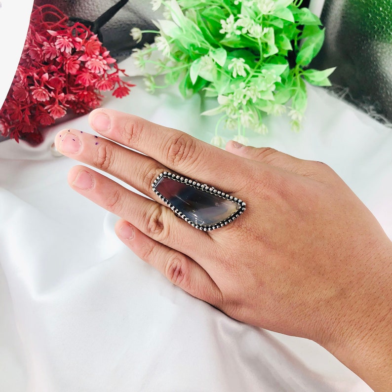 Natural Designer Botswana Agate Ring By Harshita Jewellery