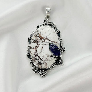 Natural Wild Horse magnesite & Rough Amethyst Pendant By Harshita Jewellery