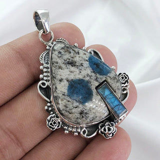 Natural Rainbow Labradorite And K2 jasper Pendant By Harshita Jewellery