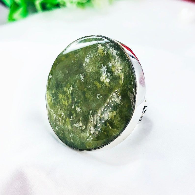 Natural Vesuvianite Gemstone Ring By Harshita Jewellery