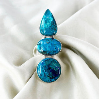 Natural Shattuckite Gemstone Ring By Harshita Jewellery