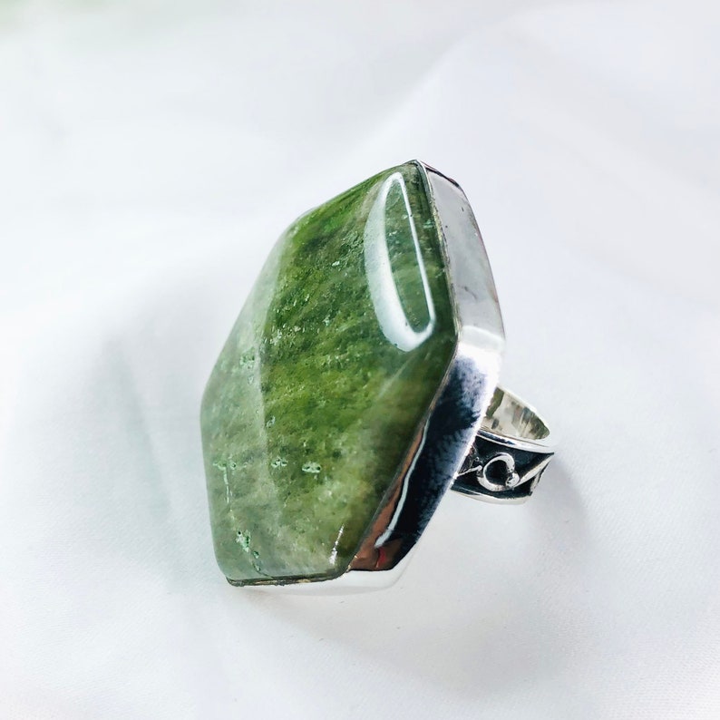 Natural Vesuvianite Gemstone Ring By Harshita Jewellery