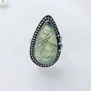 Natural Prehnite Gemstone Ring By Harshita Jewellery