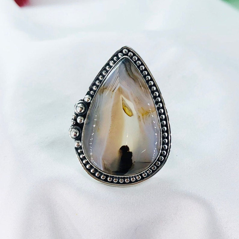 Natural Montana Agate Ring By Harshita Jewellery