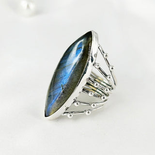 Natural Labradorite Gemstone Ring By Harshita Jewellery