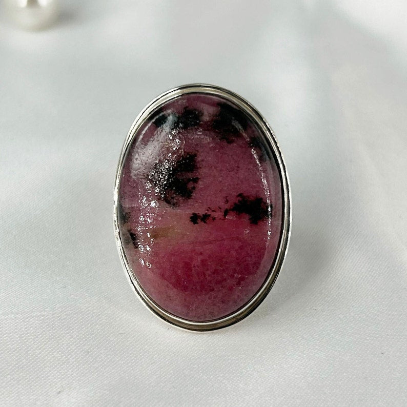 Natural Rhodonite Gemstone Ring By Harshita Jewellery
