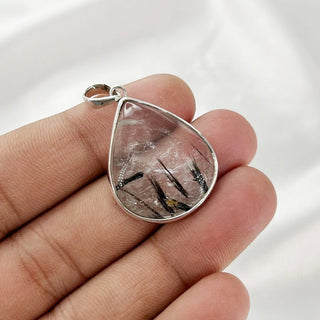 Natural Black Rutilated Quartz Pendant By Harshita Jewellery