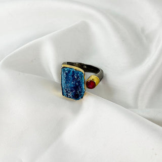 Natural Rough Aquamarine Ring By Harshita Jewellery