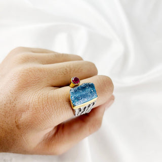 Natural Rough Aquamarine Ring By Harshita Jewellery