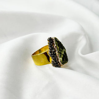Natural Moldavite Gemstone Ring By Harshita Jewellery