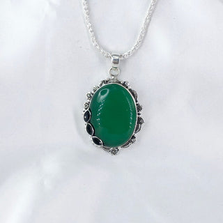 Natural Green Onyx And Amethyst Pendant By Harshita Jewellery