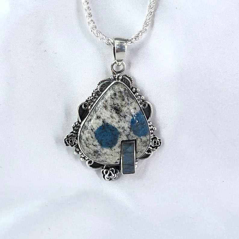 Natural Rainbow Labradorite And K2 jasper Pendant By Harshita Jewellery