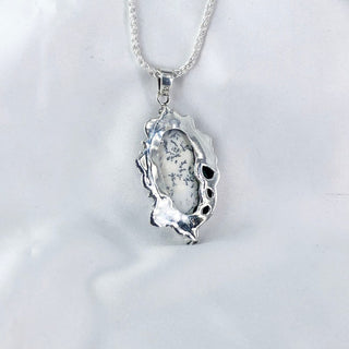 Natural Dendrite Opal, Black Onyx And Green Onyx Pendant By Harshita Jewellery