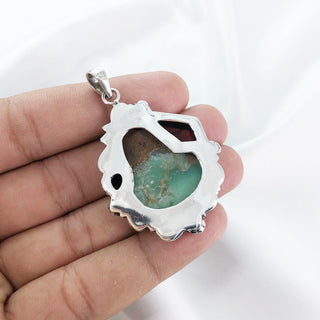 Natural Chrysoprase, Black Onyx & Carnelian Pendant By Harshita Jewellery