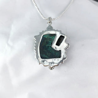 Natural Chrysocolla & Rough Amethyst Pendant By Harshita Jewellery