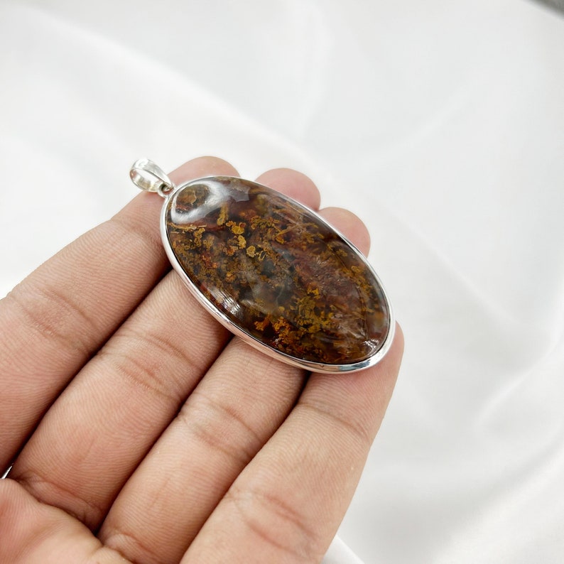 Natural Red Moss Agate Pendant By Harshita Jewellery