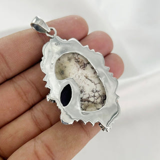 Natural Wild Horse magnesite & Rough Amethyst Pendant By Harshita Jewellery